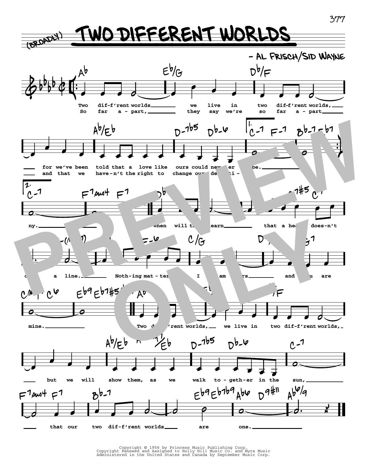 Al Frisch Two Different Worlds (Low Voice) Sheet Music