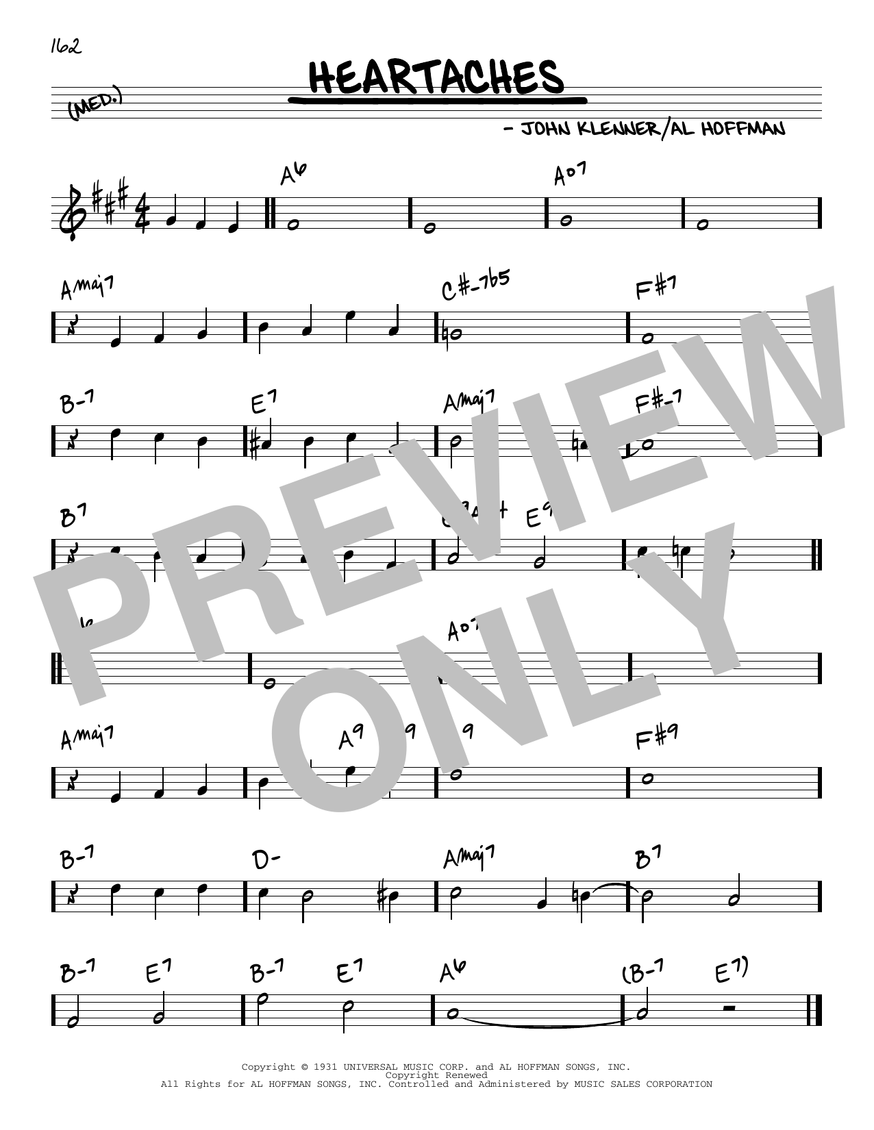Al Hoffman and John Klenner Heartaches Sheet Music