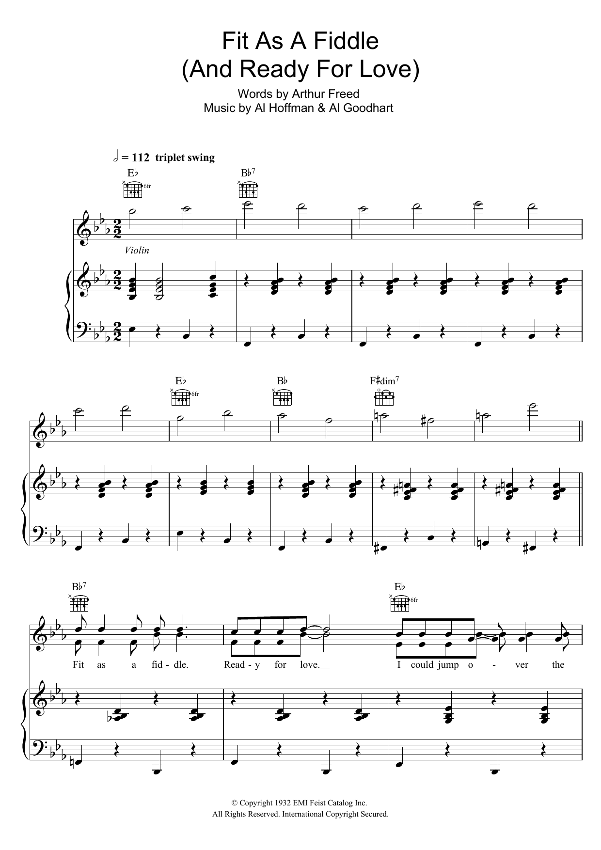 Al Hoffman Fit As A Fiddle (from 'Singin' In The Rain') Sheet Music