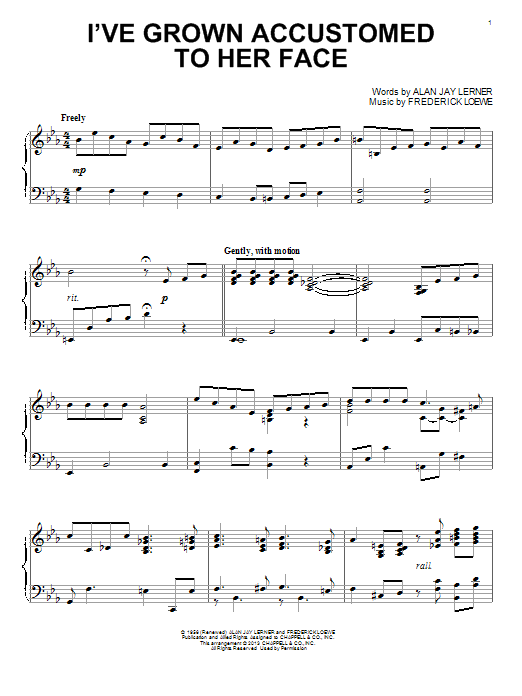 Al Lerner I've Grown Accustomed To Her Face Sheet Music