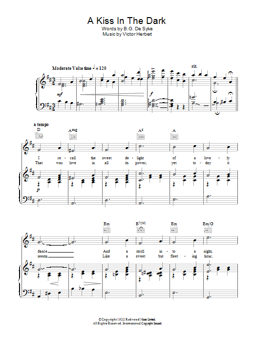 Al Martino A Kiss In The Dark Sheet Music