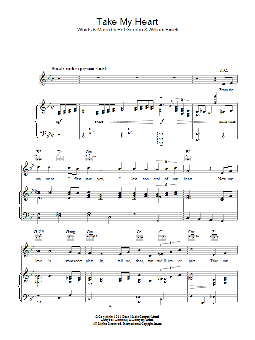 Al Martino Take My Heart Sheet Music