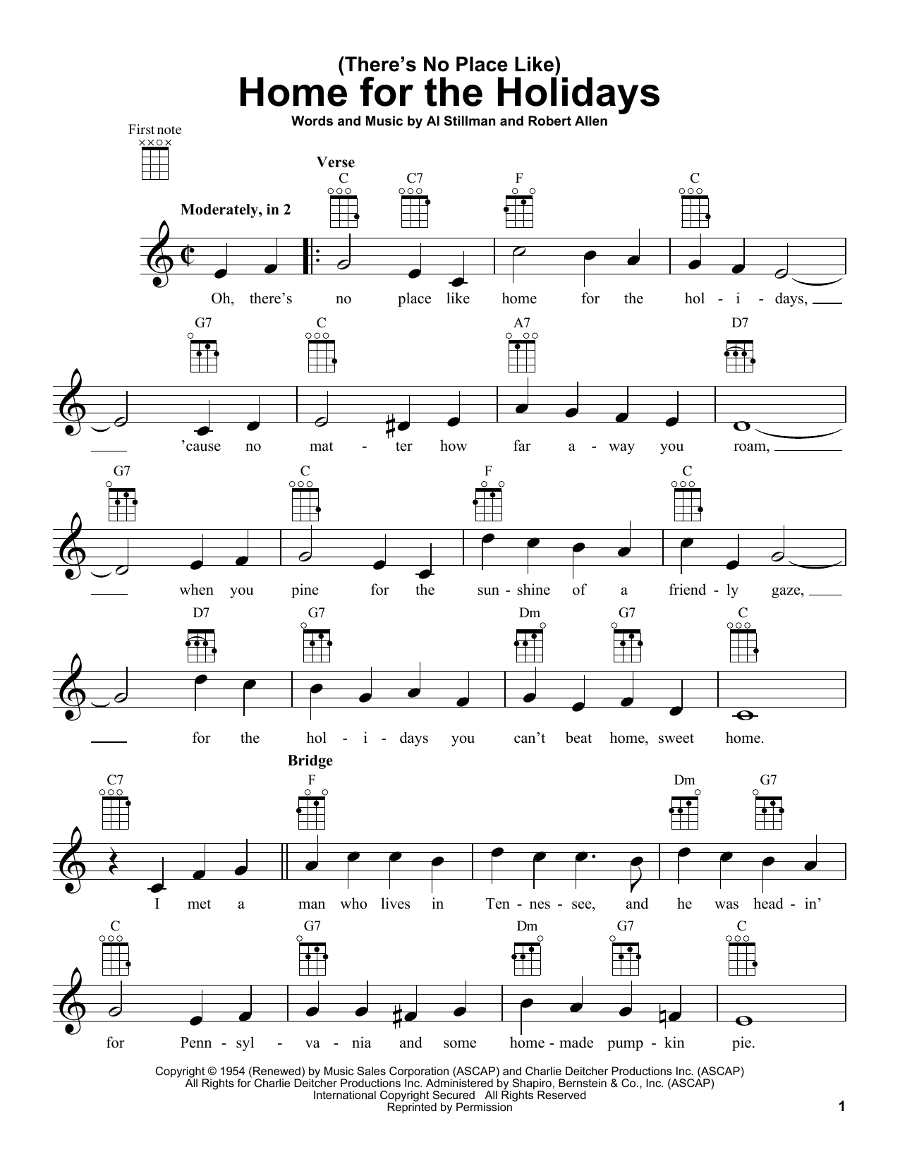 Al Stillman (There's No Place Like) Home For The Holidays Sheet Music