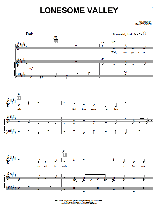 Alabama Lonesome Valley Sheet Music