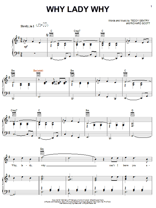 Alabama Why Lady Why Sheet Music