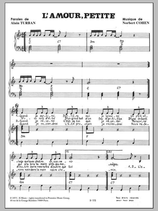 Alain Turban Amour Petite Sheet Music
