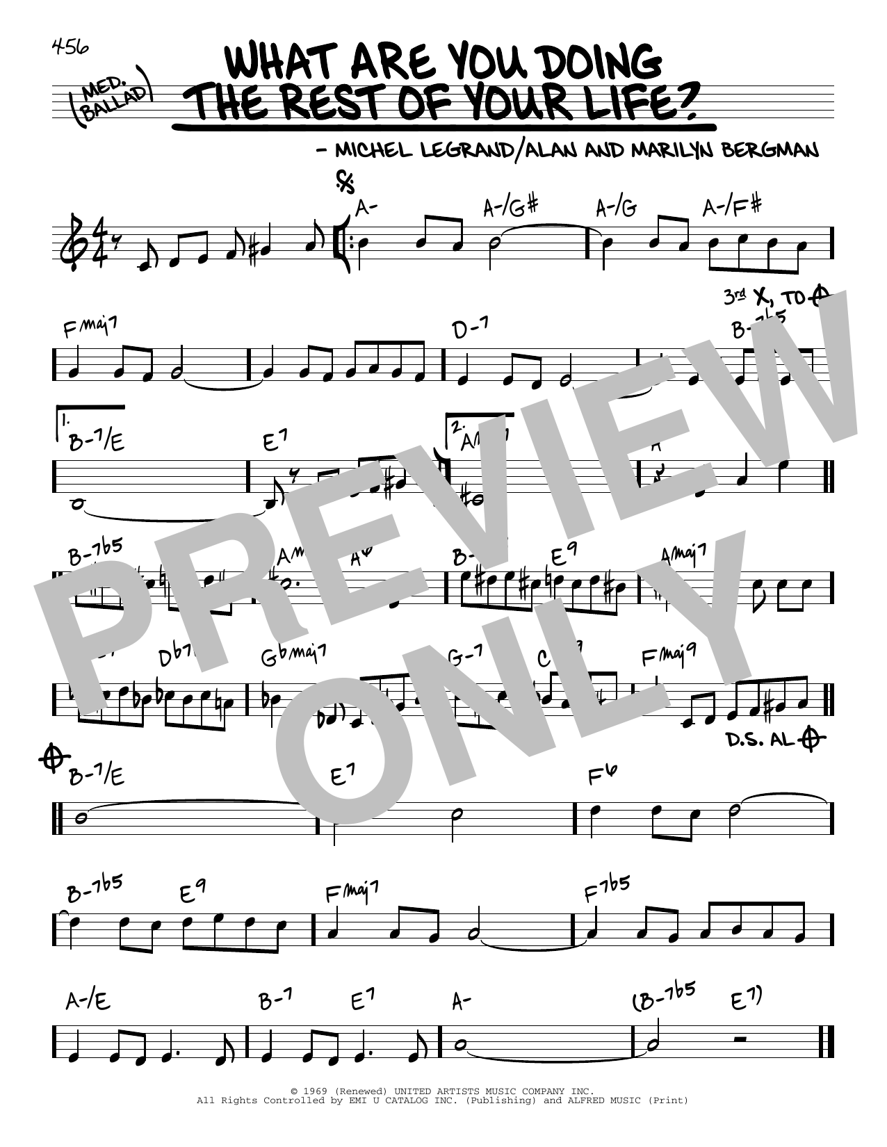 Alan Bergman What Are You Doing The Rest Of Your Life? Sheet Music