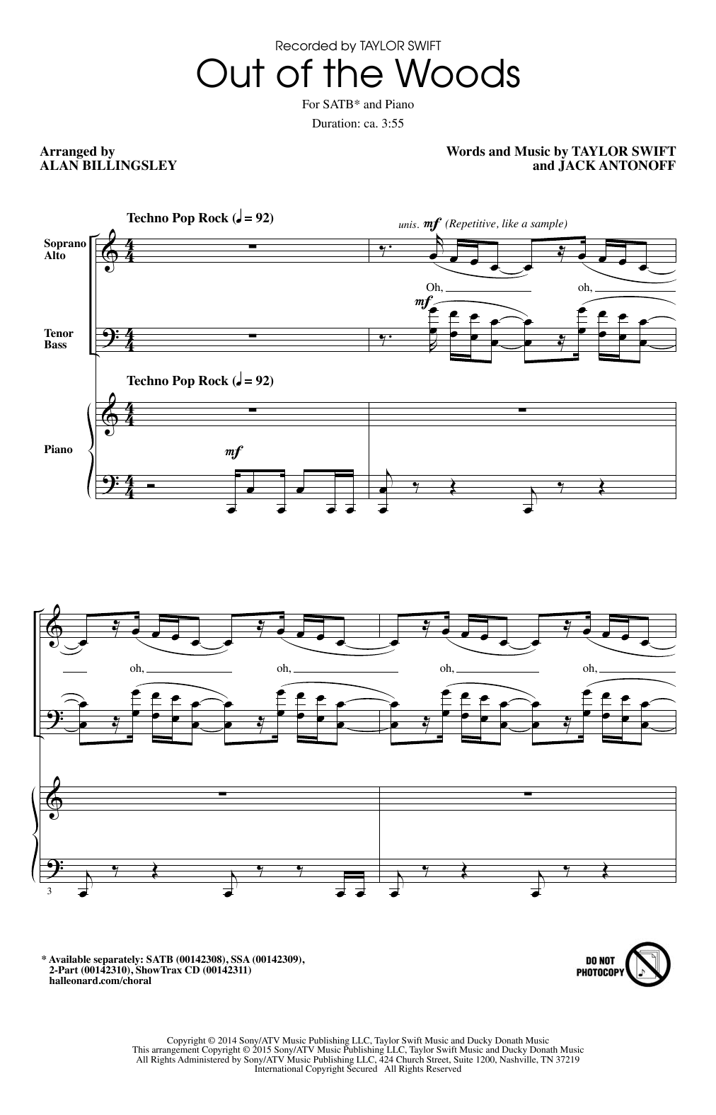 Alan Billingsley Out Of The Woods Sheet Music