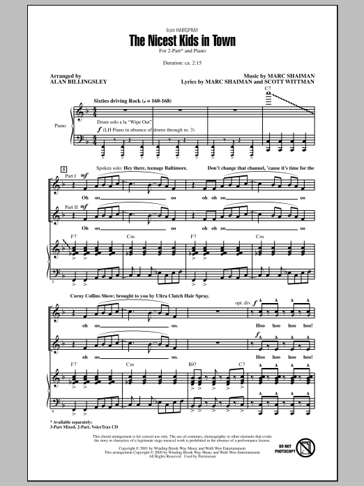 Alan Billingsley The Nicest Kids In Town (from Hairspray) Sheet Music
