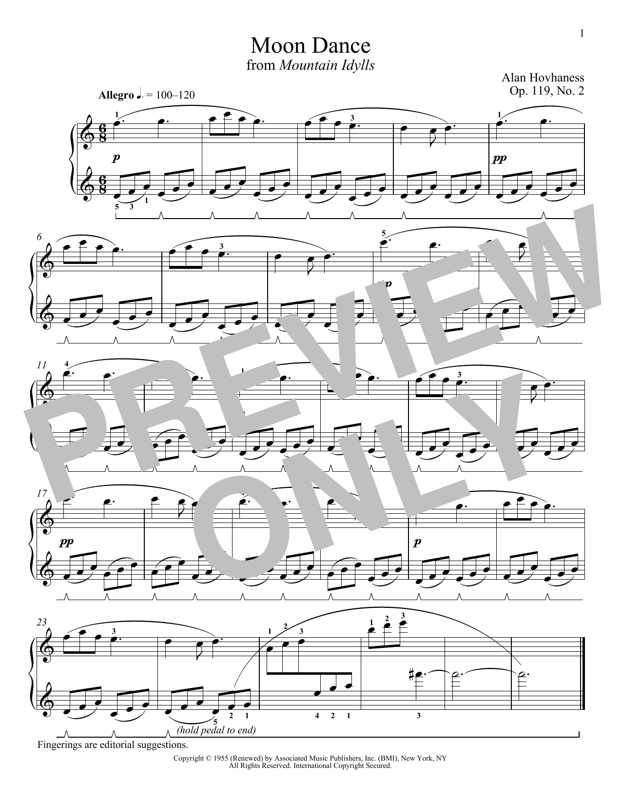 Alan Hovhaness Moon Dance Sheet Music