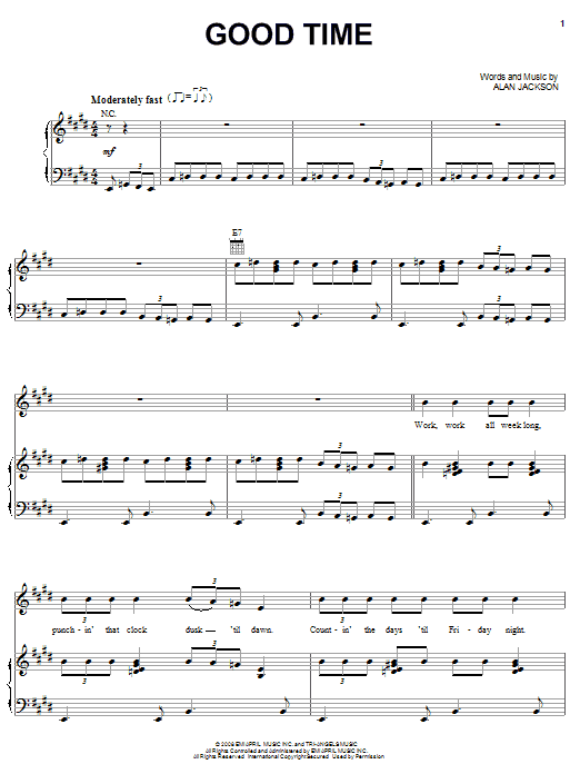 Alan Jackson Good Time Sheet Music