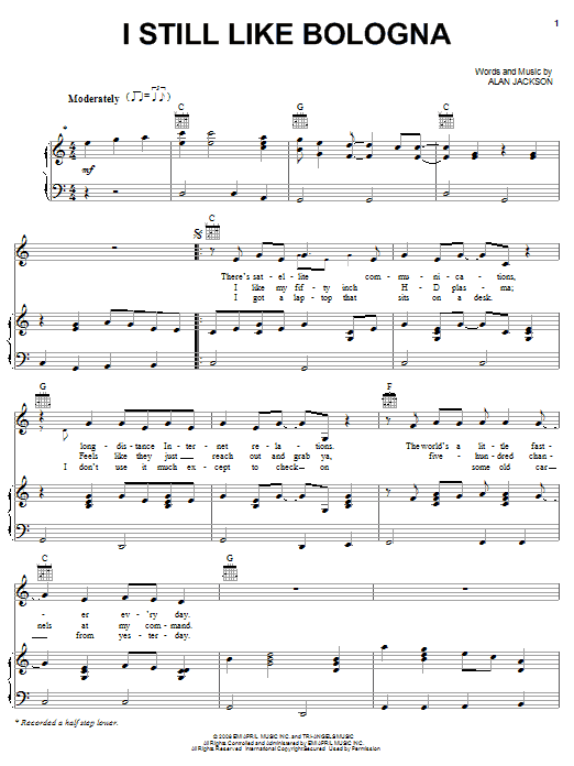 Alan Jackson I Still Like Bologna Sheet Music