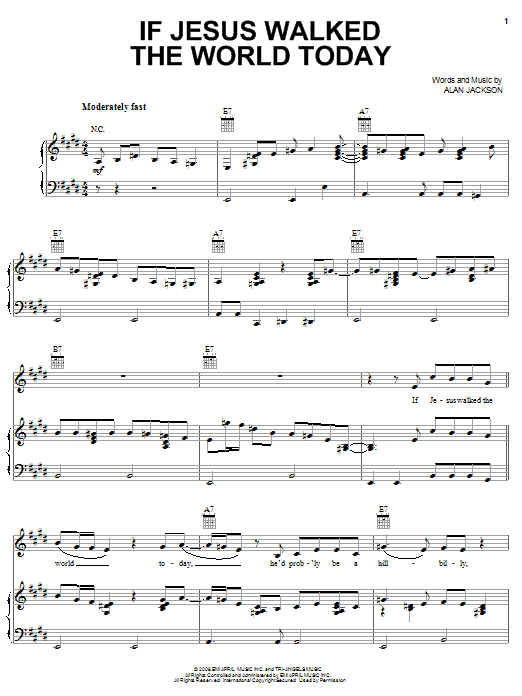 Alan Jackson If Jesus Walked The World Today Sheet Music