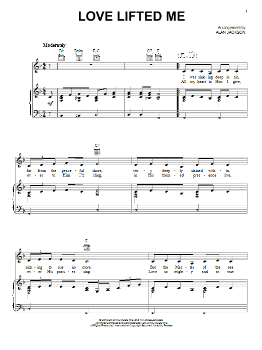 Alan Jackson Love Lifted Me Sheet Music