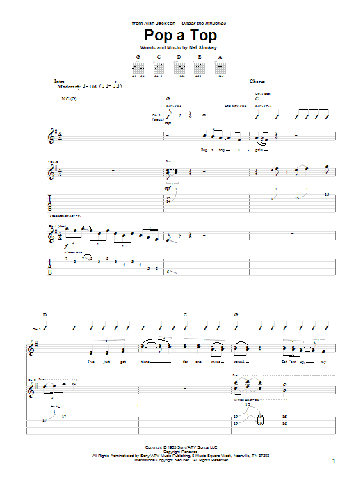 Alan Jackson Pop A Top Sheet Music