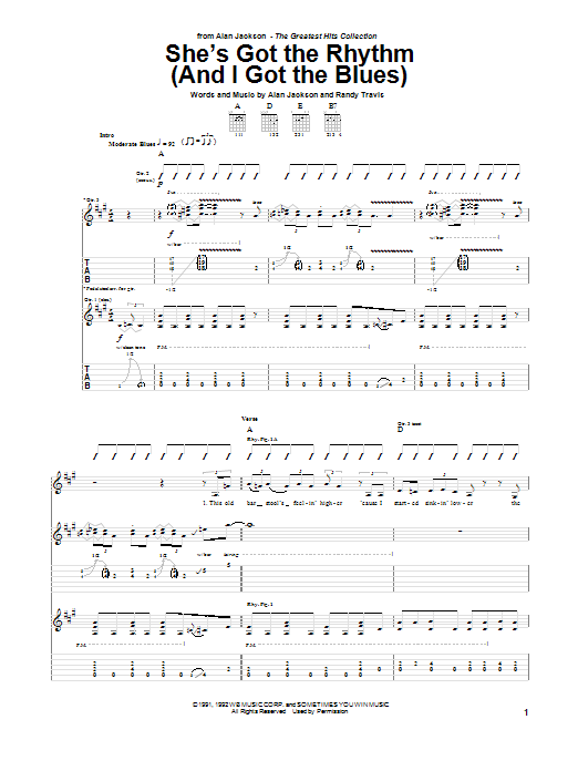 Alan Jackson She's Got The Rhythm (And I Got The Blues) Sheet Music