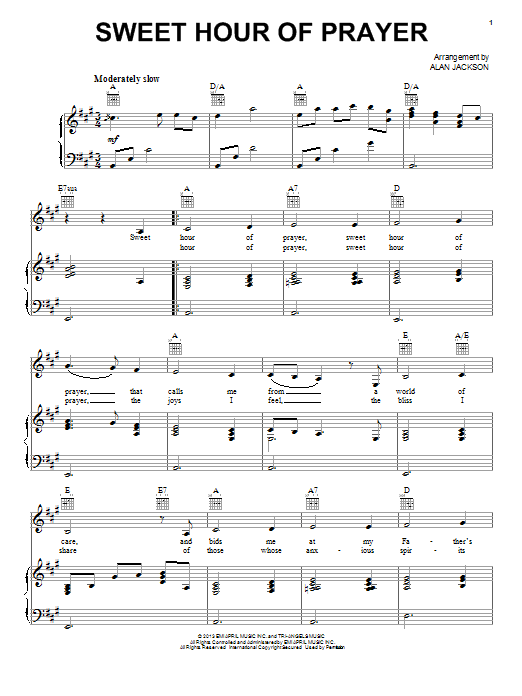 Alan Jackson Sweet Hour Of Prayer Sheet Music