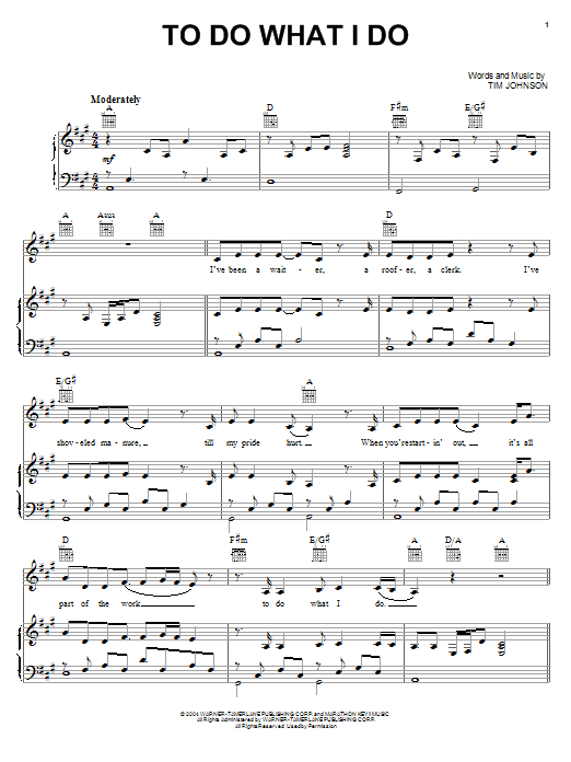 Alan Jackson To Do What I Do Sheet Music