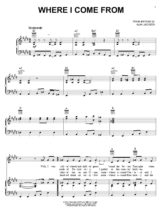 Alan Jackson Where I Come From Sheet Music