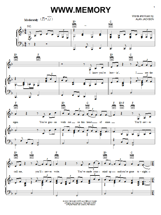 Alan Jackson www.memory Sheet Music