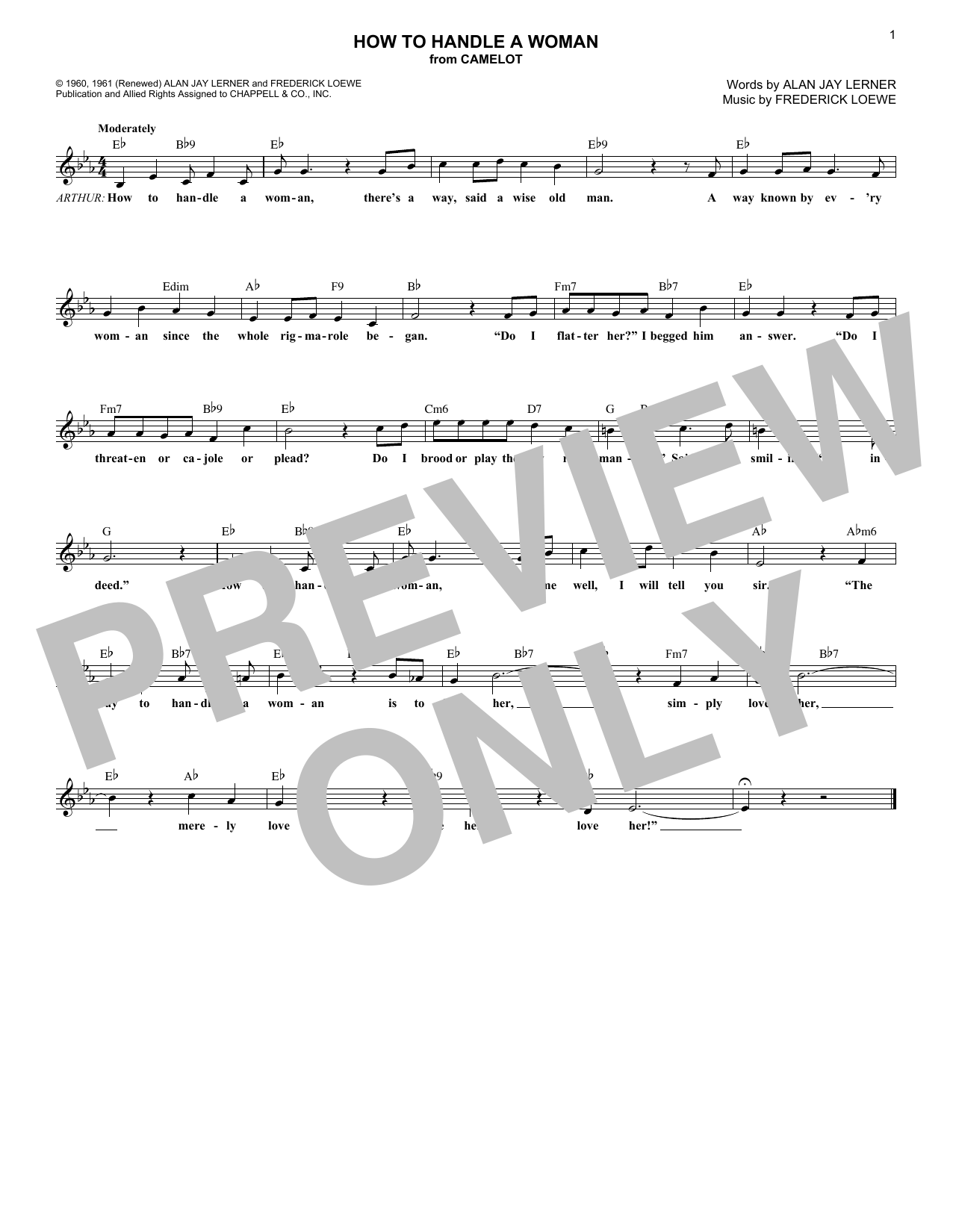 Alan Jay Lerner How To Handle A Woman Sheet Music