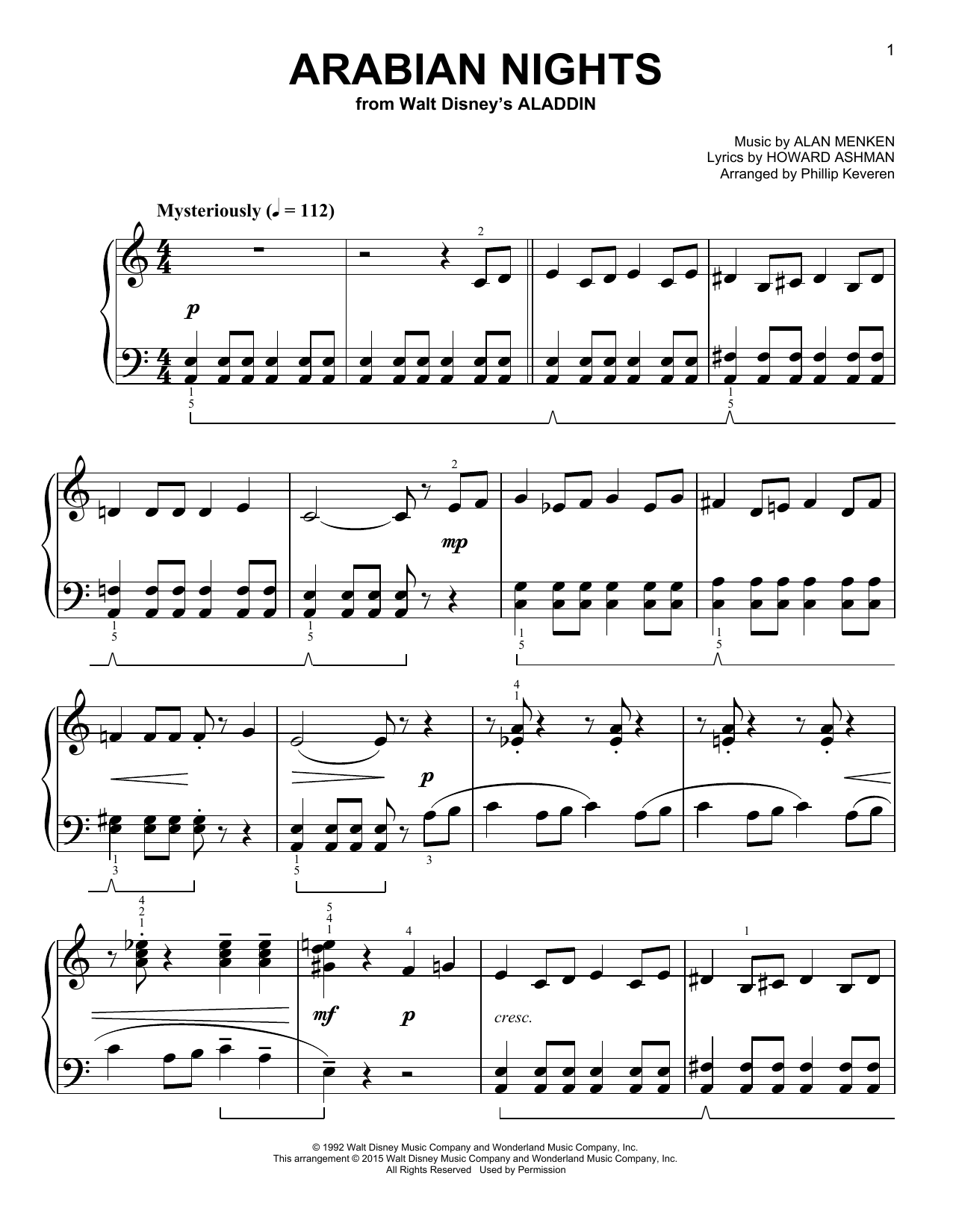 Alan Menken Arabian Nights [Classical version] (from Aladdin) (arr. Phillip Keveren) Sheet Music