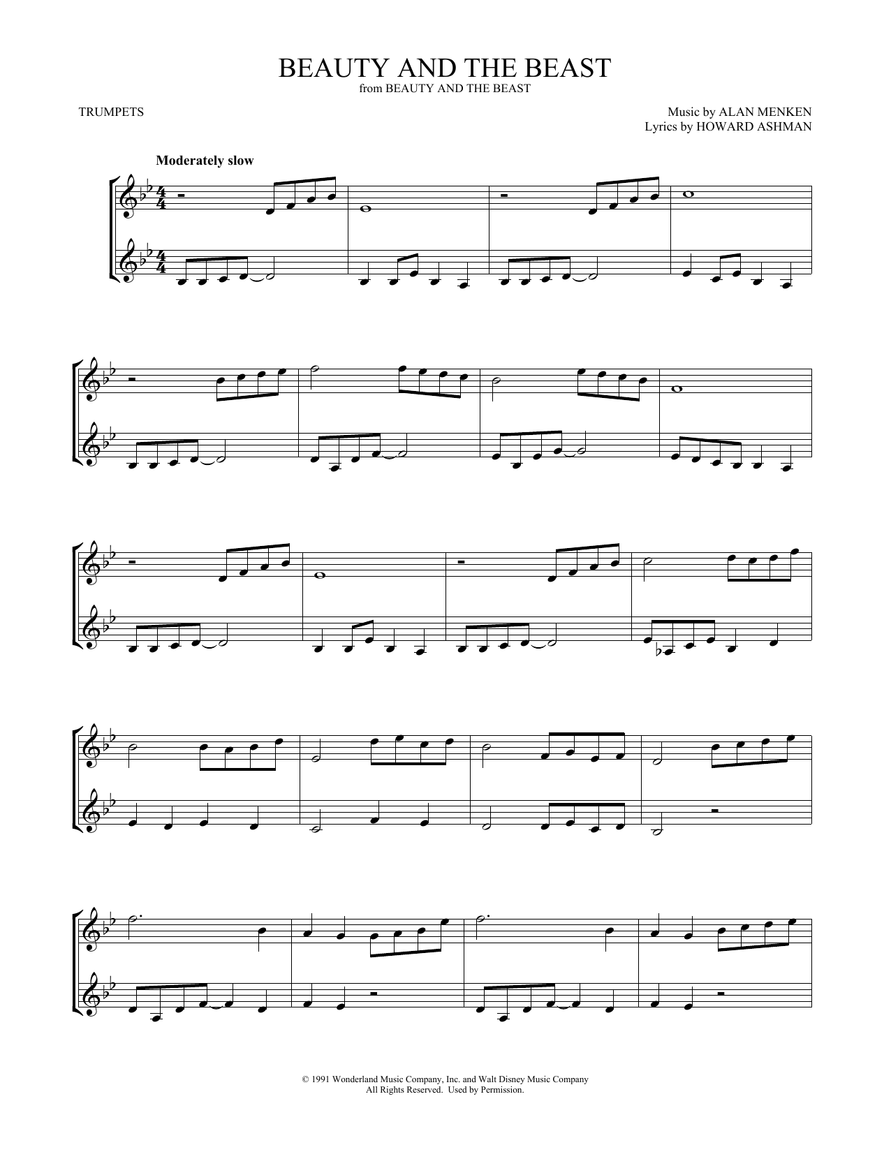 Celine Dion & Peabo Bryson Beauty And The Beast (arr. Mark Phillips) Sheet Music
