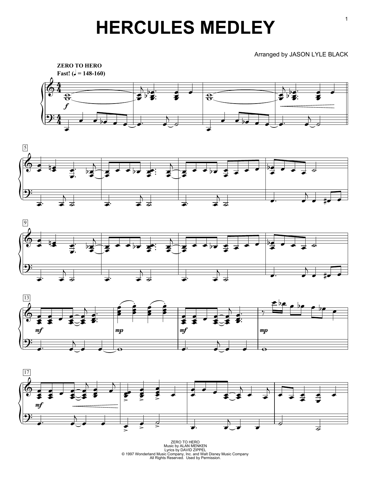 Alan Menken & David Zippel Hercules Medley (arr. Jason Lyle Black) Sheet Music