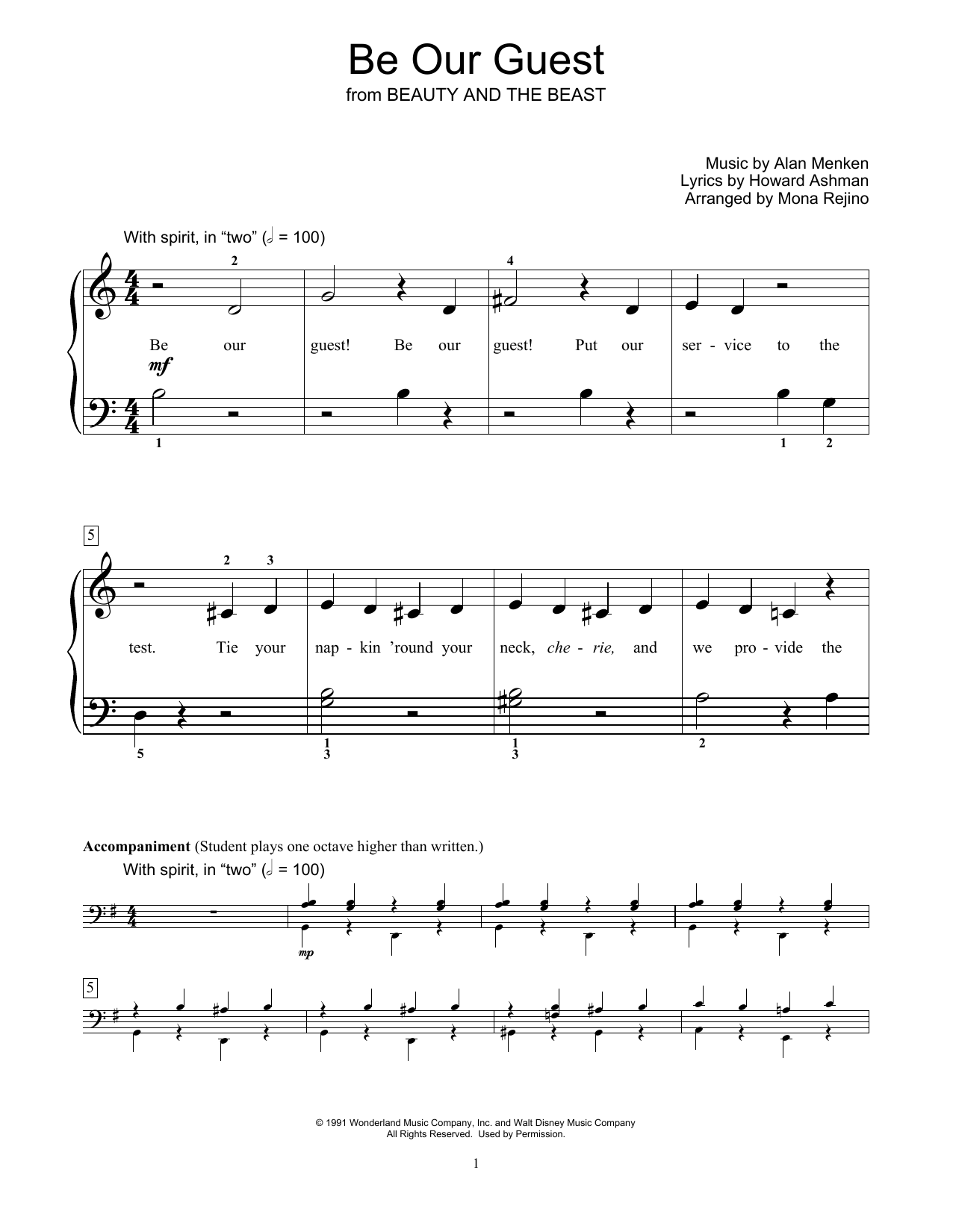 Alan Menken & Howard Ashman Be Our Guest (from Beauty And The Beast) Sheet Music