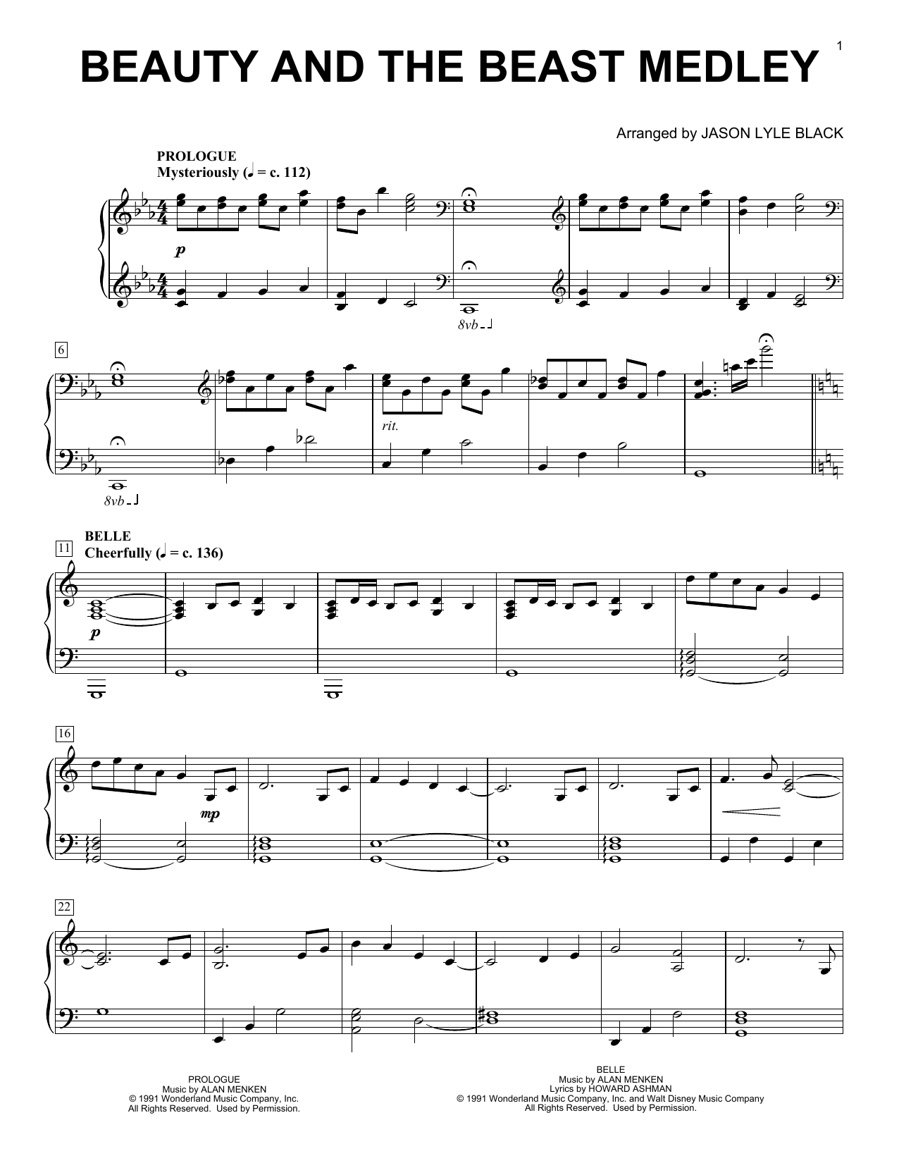 Alan Menken & Howard Ashman Beauty And The Beast Medley (arr. Jason Lyle Black) Sheet Music