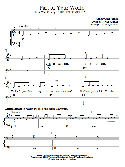 Alan Menken & Howard Ashman Part Of Your World (from The Little Mermaid) (arr. Carolyn Miller) Sheet Music