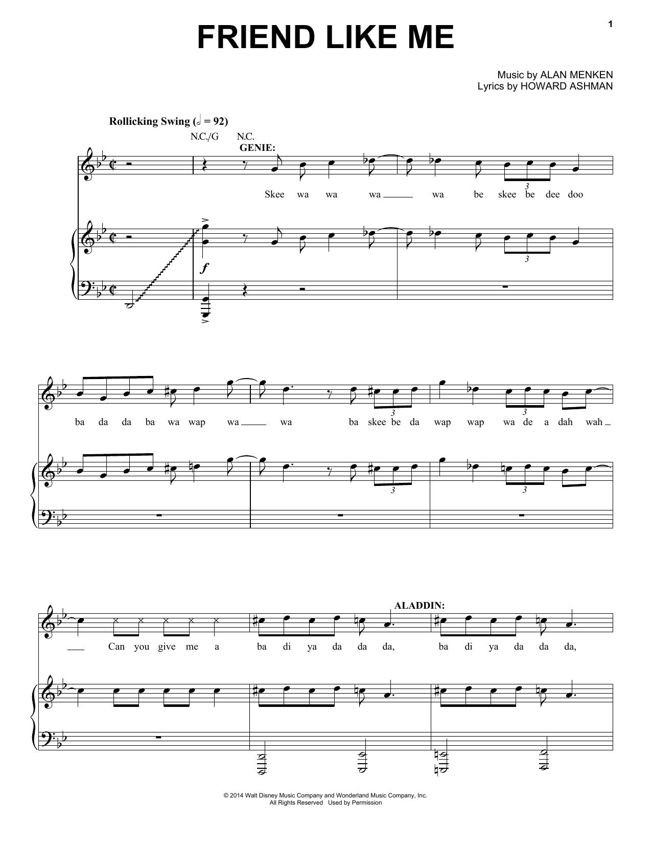 Alan Menken, Howard Ashman & Stephen Schwartz Friend Like Me (Stageplay Version) (from Aladdin: The Broadway Musical) Sheet Music