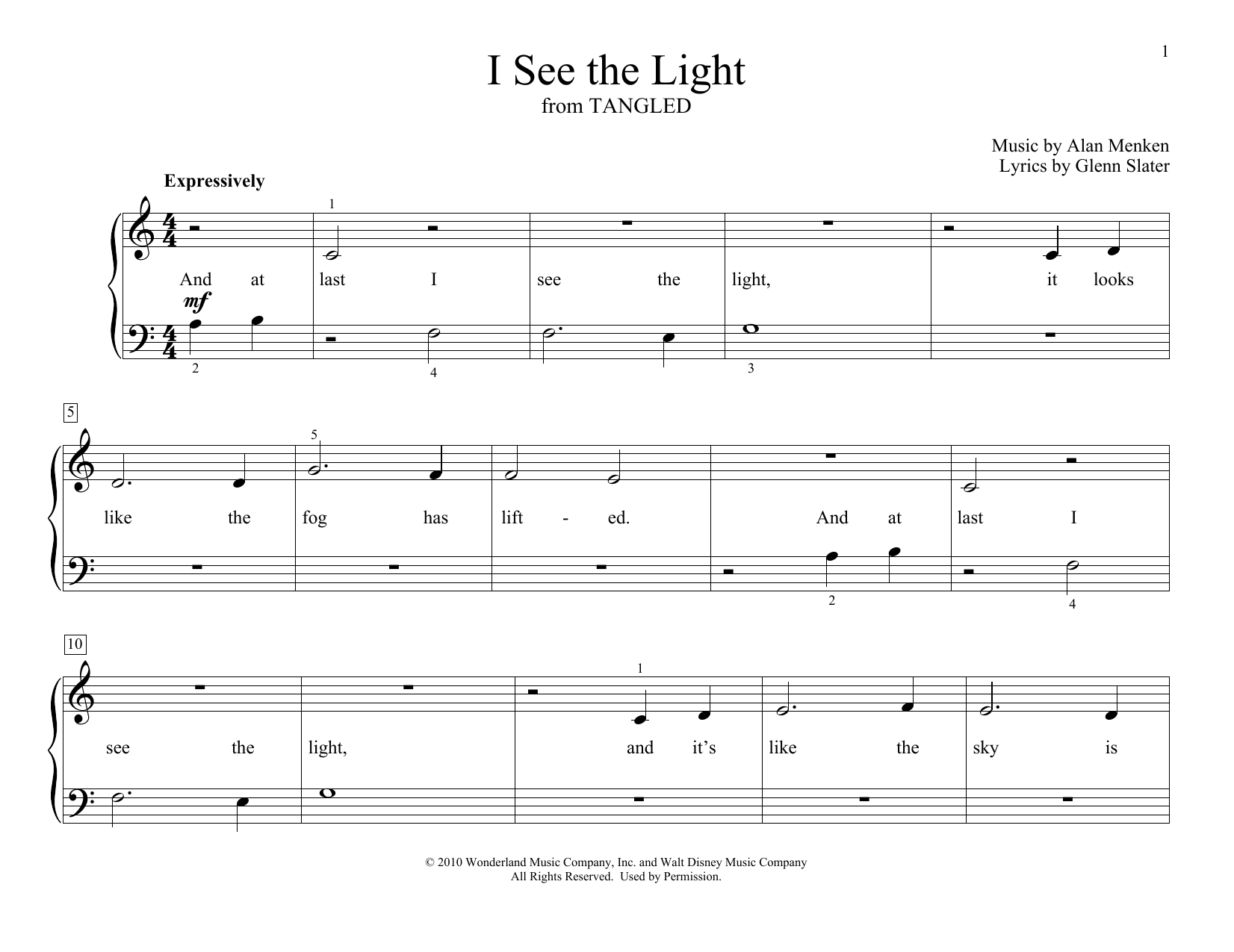 Alan Menken I See The Light (from Tangled) (arr. Christopher Hussey) Sheet Music