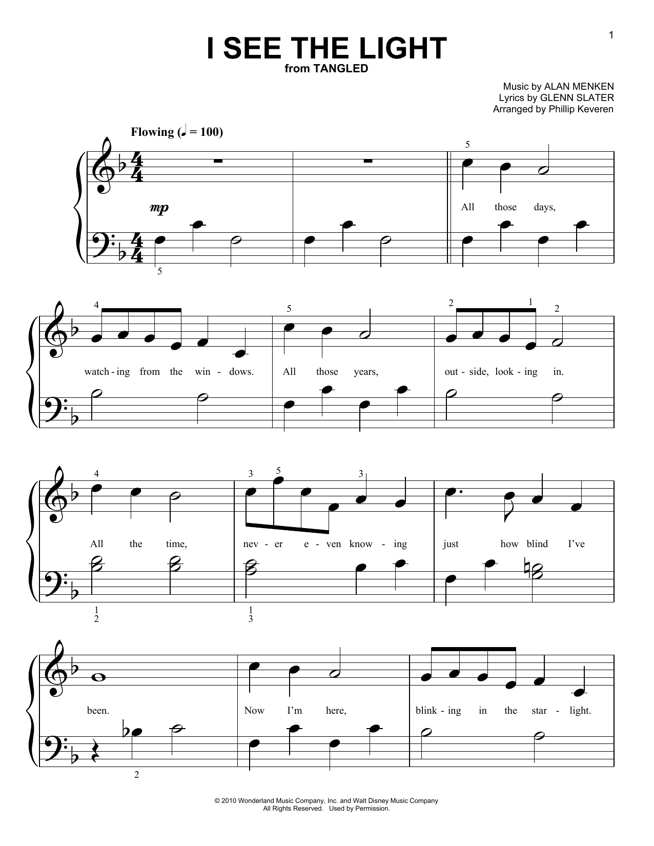 Alan Menken I See The Light (from Tangled) (arr. Phillip Keveren) Sheet Music