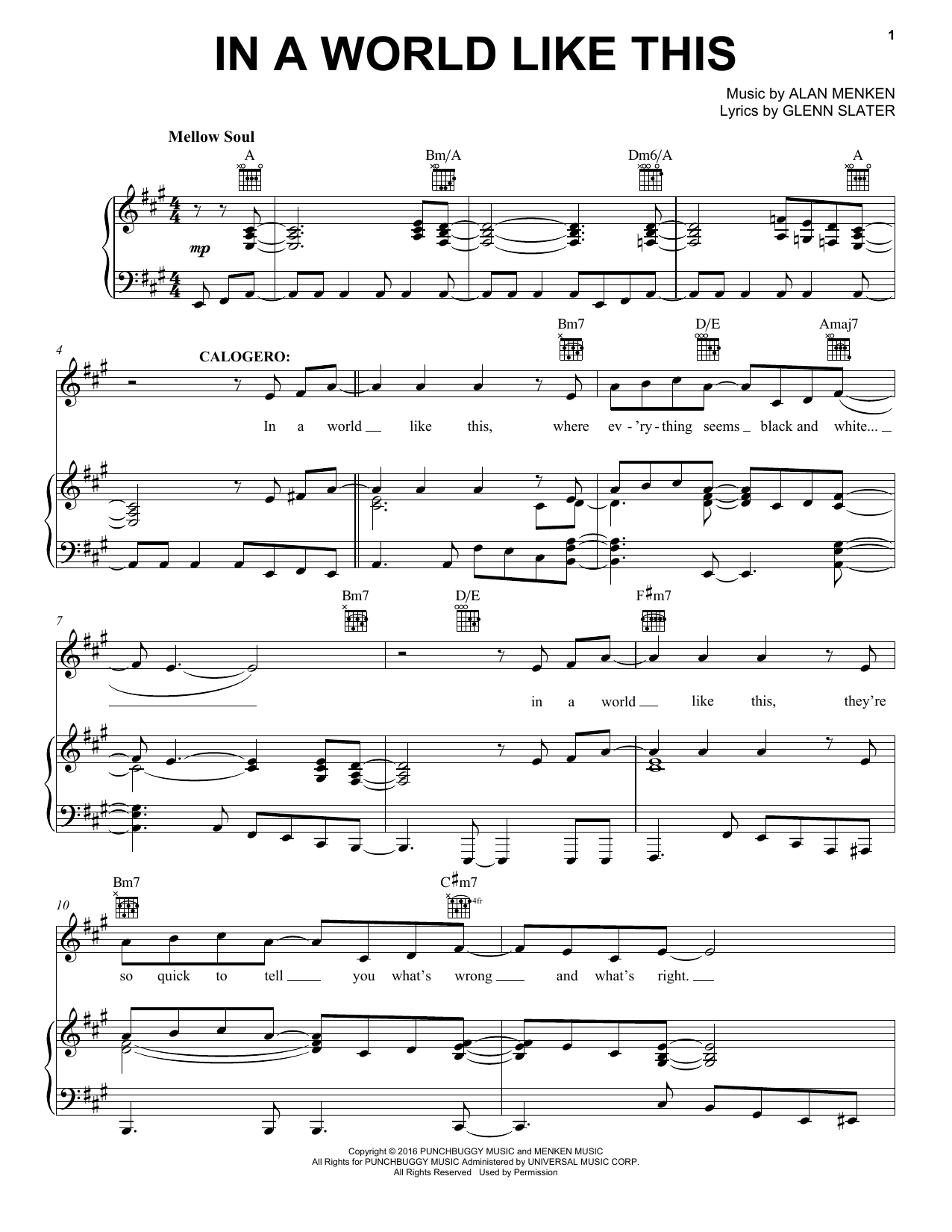 Alan Menken In A World Like This Sheet Music