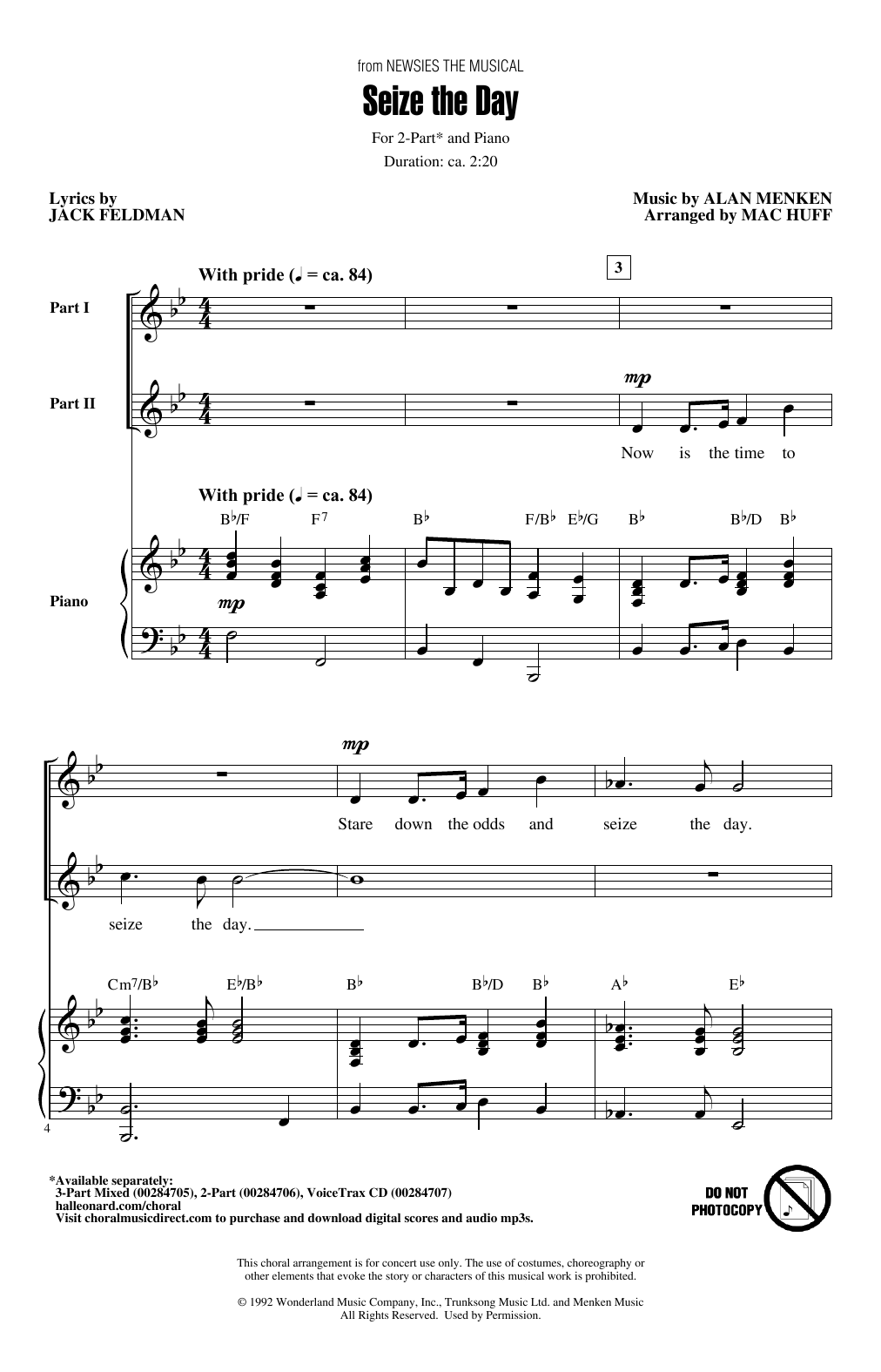 Alan Menken & Jack Feldman Seize The Day (from Newsies The Musical) (arr. Mac Huff) Sheet Music