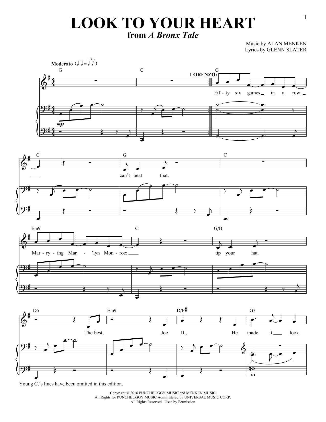 Alan Menken Look To Your Heart (from A Bronx Tale) Sheet Music