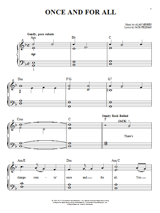Alan Menken Once And For All Sheet Music