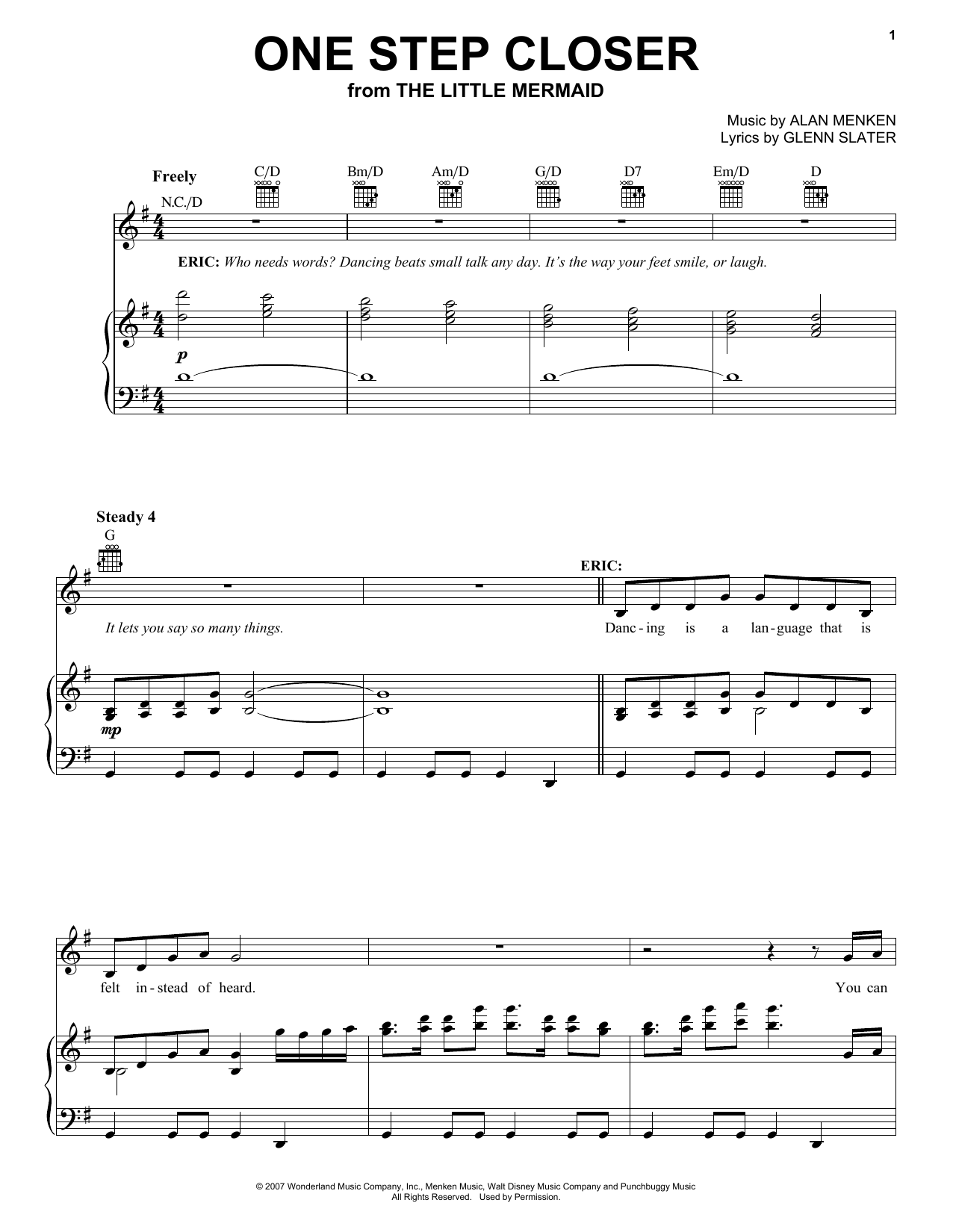 Alan Menken One Step Closer (from The Little Mermaid: A Broadway Musical) Sheet Music