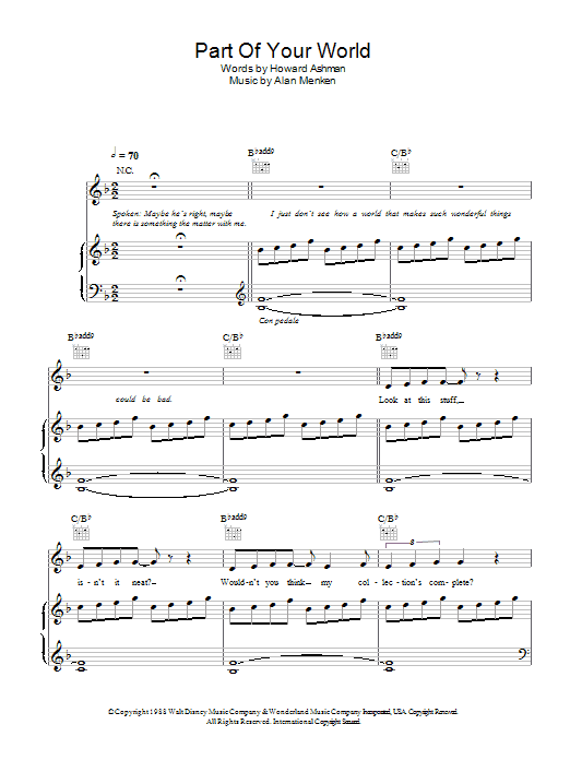 Alan Menken Part Of Your World (from The Little Mermaid) Sheet Music