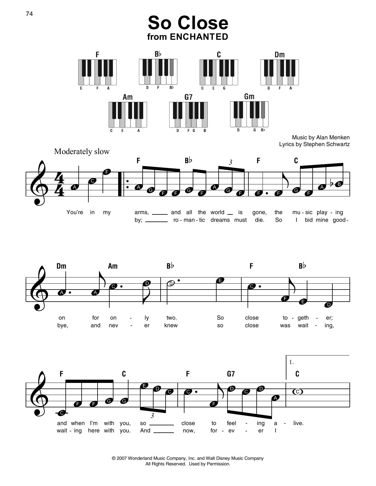 Alan Menken So Close (from Enchanted) Sheet Music