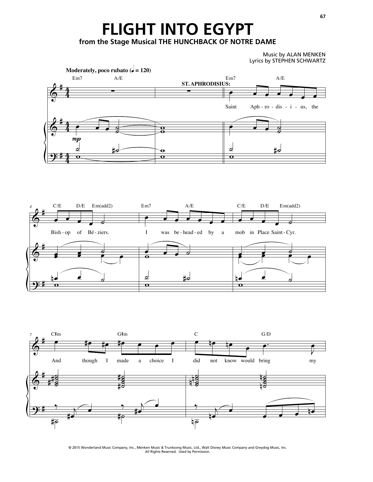Alan Menken & Stephen Schwartz Flight Into Egypt (from The Hunchback Of Notre Dame: A New Musical) Sheet Music