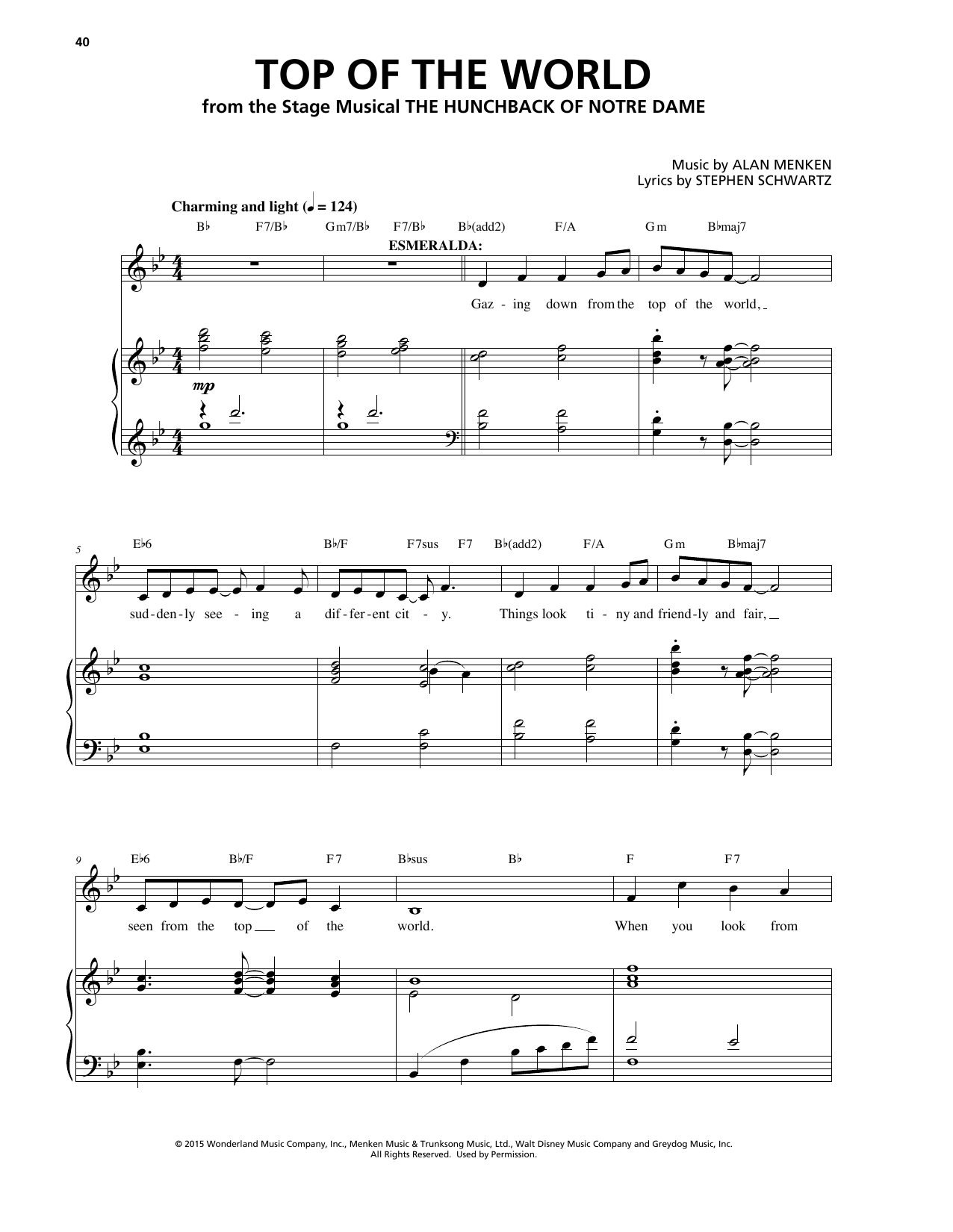 Alan Menken & Stephen Schwartz Top Of The World (from The Hunchback Of Notre Dame: A New Musical) Sheet Music