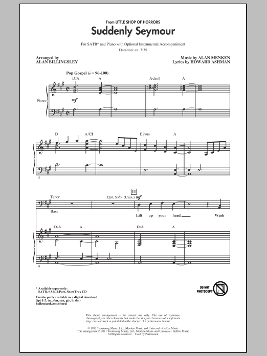 Alan Menken Suddenly Seymour (from Little Shop of Horrors) (arr. Alan Billingsley) Sheet Music