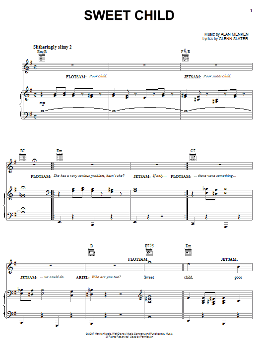 Alan Menken Sweet Child (from The Little Mermaid: A Broadway Musical) Sheet Music