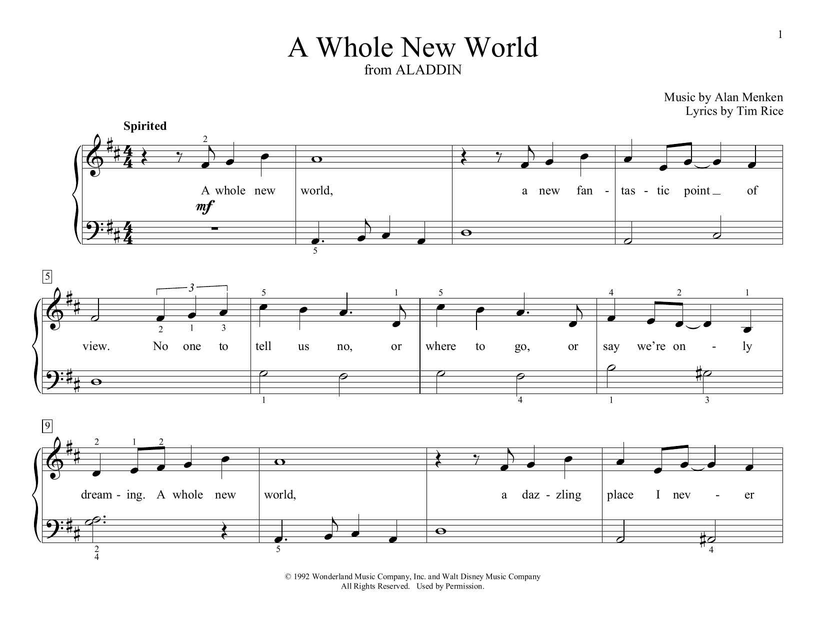 Alan Menken & Tim Rice A Whole New World (from Aladdin) (arr. Christopher Hussey) Sheet Music