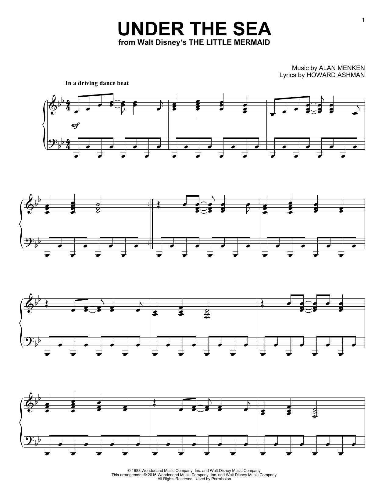 Alan Menken Under The Sea [Jazz version] (from The Little Mermaid) Sheet Music