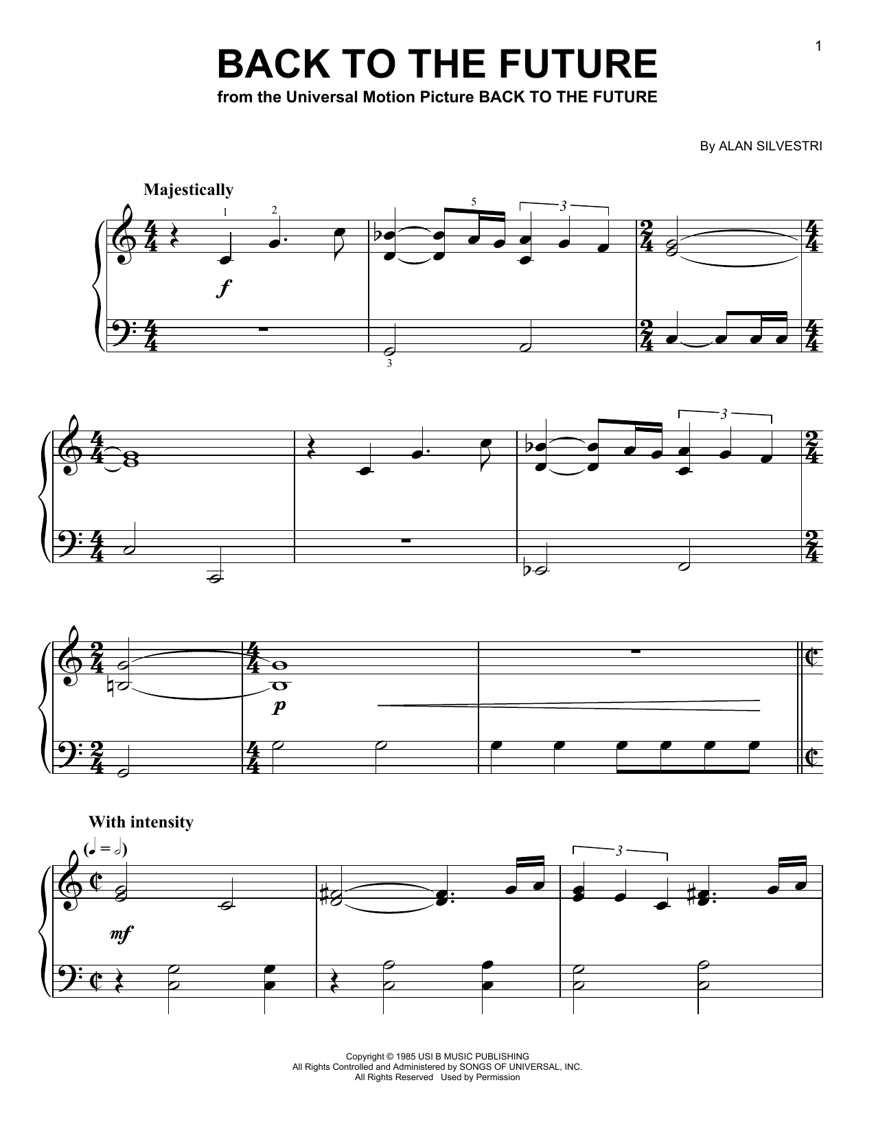 Alan Silvestri Back To The Future (from Back To The Future) Sheet Music