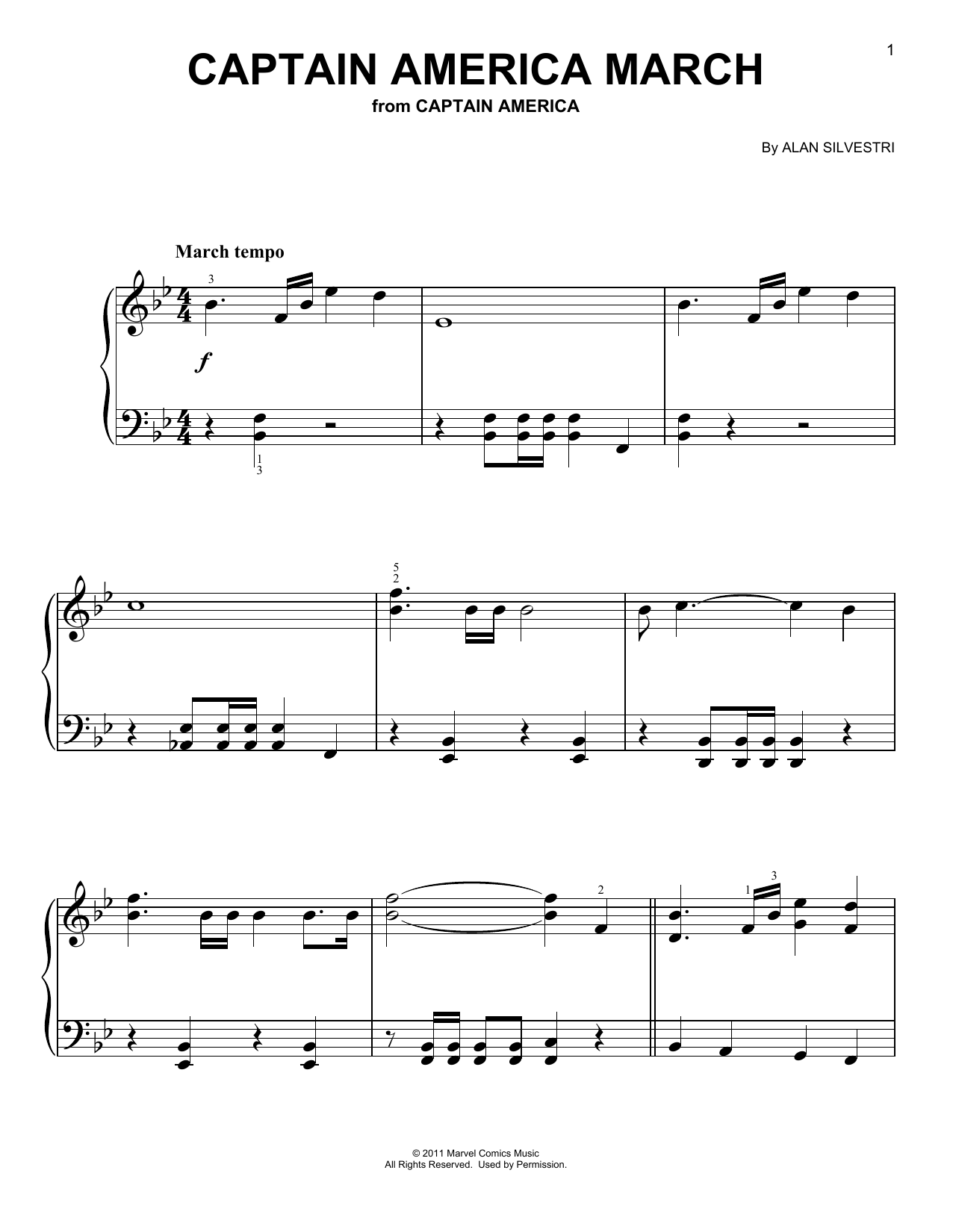 Alan Silvestri Captain America March Sheet Music