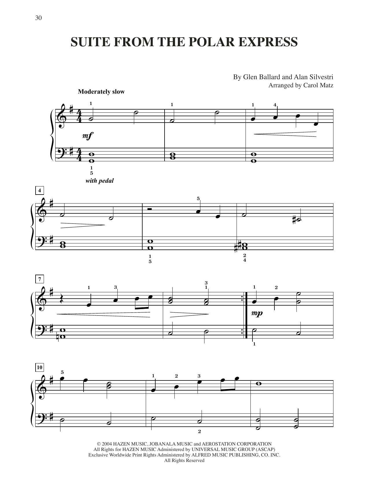 Alan Silvestri Suite (from The Polar Express) (arr. Carol Matz) Sheet Music